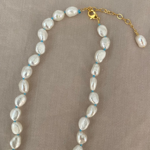 Genuine Mini Baroque Freshwater Pearl Knotted Necklace with tarnish free clasp. - Picture 6 of 9